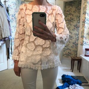 Sheer white flowery top